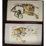 Two Chinese framed Tiger prints