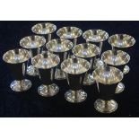 Twelve American sterling silver wine cups