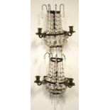 Pair Wall sconces with crystal drops