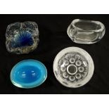 Murano glass ashtray, small bowl, Orrefors bowl