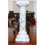 Italian hand painted ceramic column plant stand
