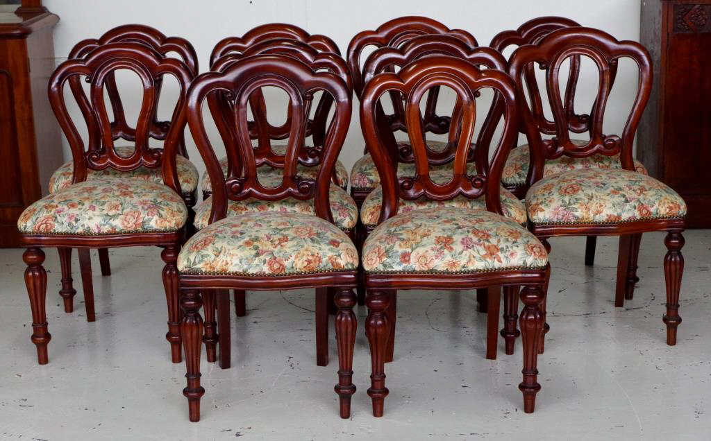 Set of 10 Admiralty back mahogany chairs
