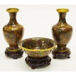 Pair Chinese cloisonne vases & stands