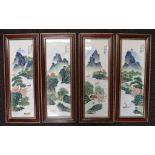Group four Chinese framed ceramic panels