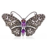 Art Deco silver butterfly brooch