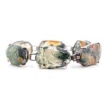 Antique moss agate and silver bracelet