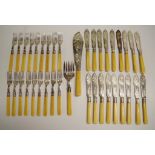 Late Victorian silver plated fish cutlery set