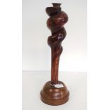 Rustic carved timber candlestick