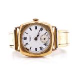 Early 9ct yellow gold A. Saunders watch