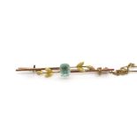 Antique 9ct rose gold and aqua glass stick pin