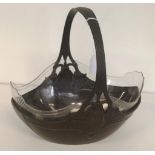 WMF art nouveau bronzed and glass fruit basket