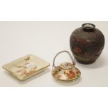 Two Satsuma Japan miniature table pieces