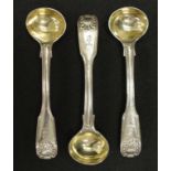 Three George IV sterling silver salt spoons