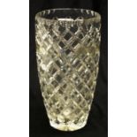 Heavy cut crystal table vase