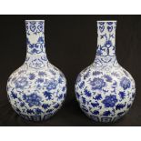 Pair of decorative Chinese blue & white vases