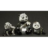 Three Swarovski crystal Panda ornaments