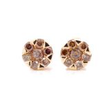 Cognac diamond and 18ct rose gold stud earrings