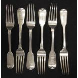 Five George III Irish Silver table forks