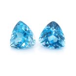 Loose pair of trillion cut blue topaz gemstones