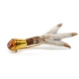 Edwardian Scottish grouse claw & gold brooch