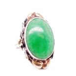 Australian Arts & Crafts jade and silver ring