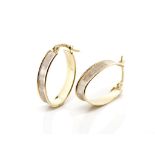 Two tone 10ct gold oval hoop earrings