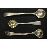 Two Georgian sterling silver salt spoons