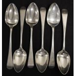 Set six George III Scottish silver soup spoons