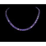 Tanzanite, diamond and 14ct white gold necklace