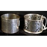 Two various HM Sterling napkin rings