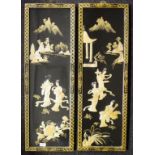 Pair Chinese applied decoration lacquer screens