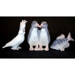 Three Royal Copenhagen animal figurines