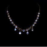 Antique moonstone and yellow gold necklace