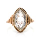 Art Deco 9ct rose gold and paste ring