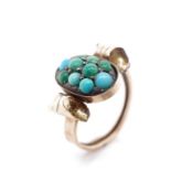 Antique turquoise and rose gold ring