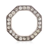 Early 9ct gold and sterling silver paste brooch