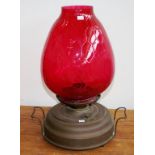 Vintage brass & ruby glass banquet lamp