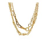 Antique 15ct yellow gold double fob chain