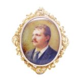 Victorian 15ct yellow gold painted portrait