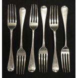 Six sterling silver entree forks