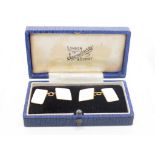 Art Deco enamel and 15ct yellow gold cufflinks