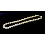 Mid century carved ivory beaded necklace