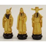 Three Chinese immortals figurines
