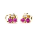 Ruby & diamond set yellow gold stud earrings