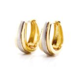 Two tone 18ct gold huggie earrings