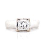 1.00ct Princess cut diamond and 18ct white gold