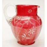 Antique ruby glass jug