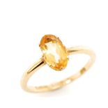 Citrine and 9ct yellow gold ring