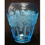 French blue glass table vase