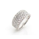 Four row diamond and 18ct white gold ring